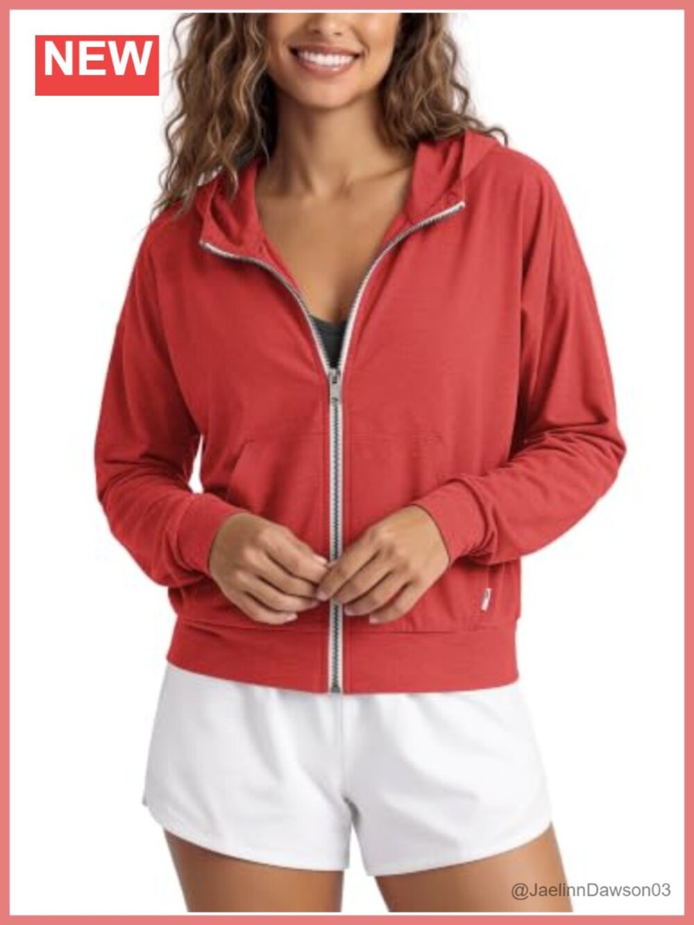 ODODOS Tech Performance Full Zip Hoodie UPF 50+ Relaxed Fit Hooded Jacket